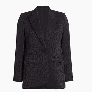 The Kooples Satin Blazer - Black leopard print